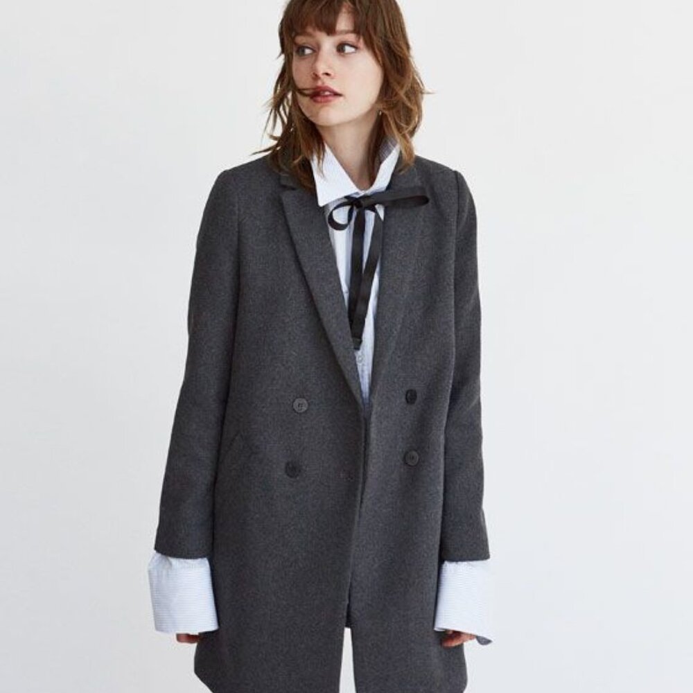 Zara Gray Wool Coat EUC